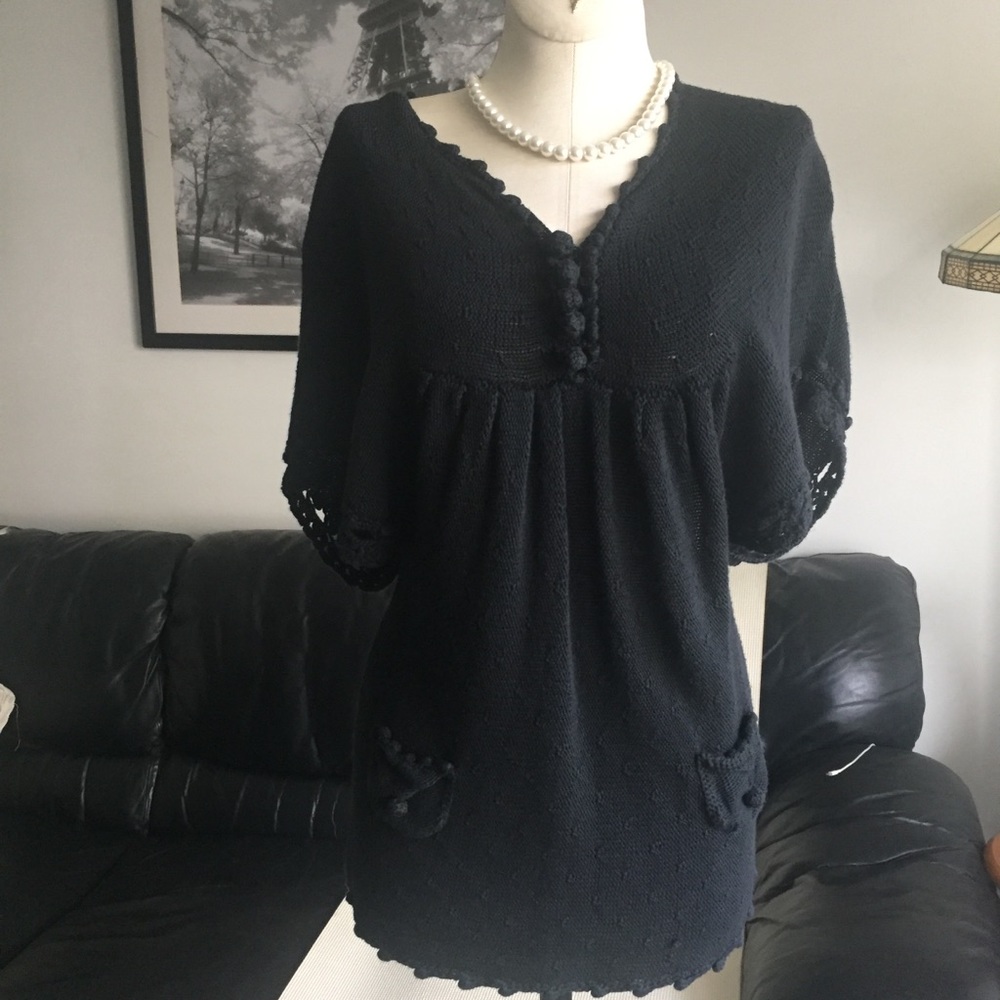 Black Ona Sáez hand made cardigan. Good Cond. S.1